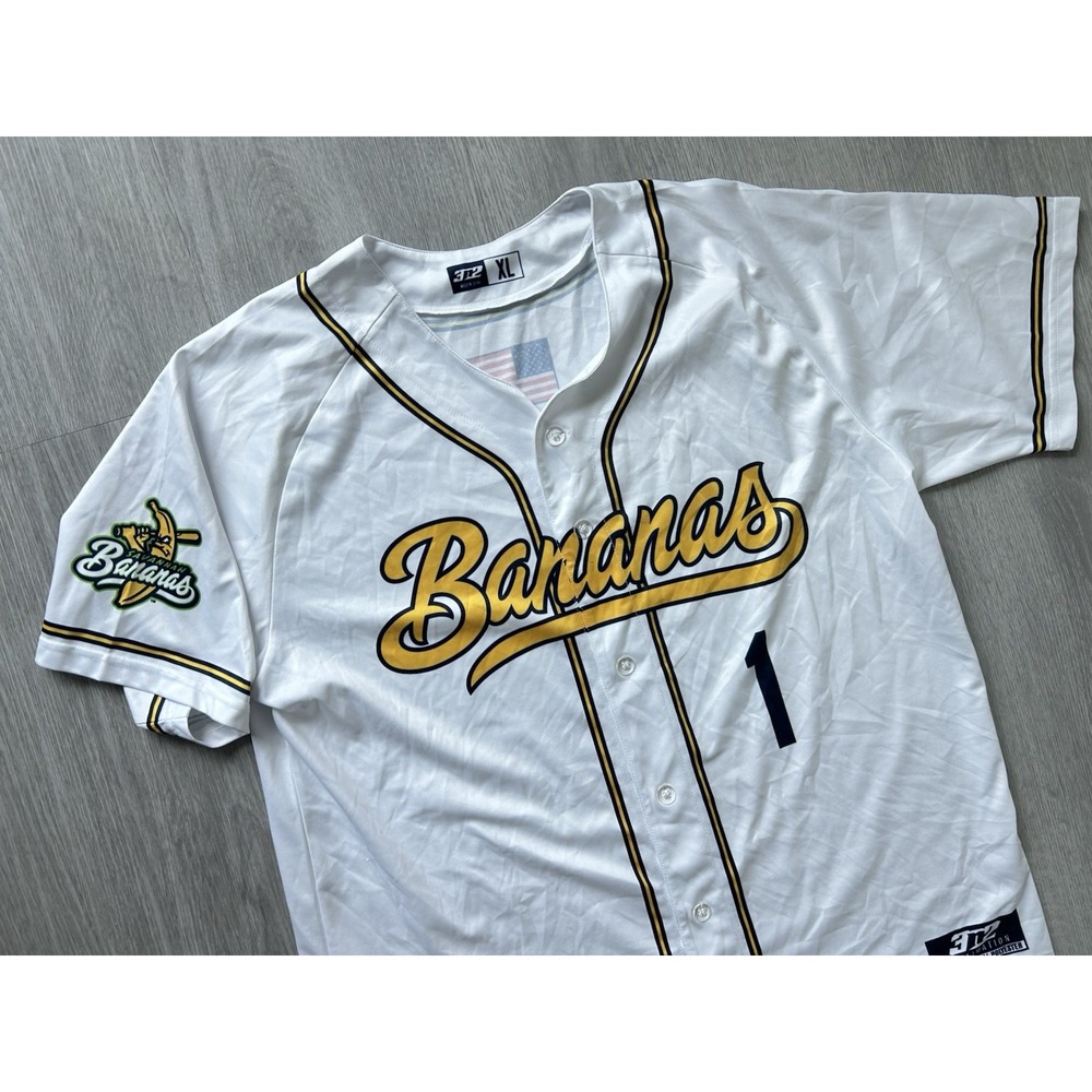 3N2 Savannah Bananas Baseball Jersey #1 White Logo Adult Men's Size XL